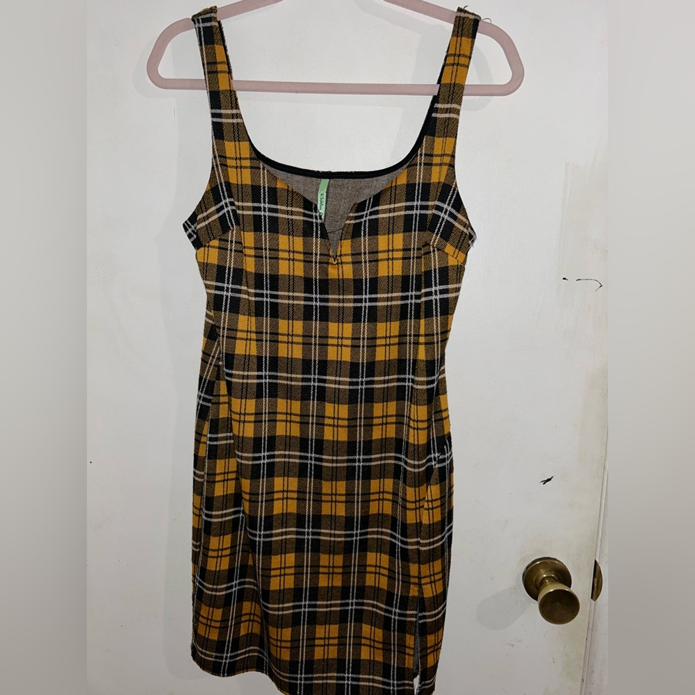 Yellow and black plaid dress